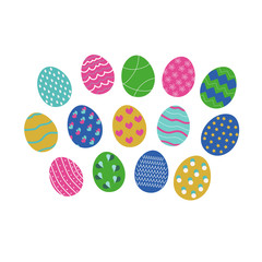 Easter egg. A set of colorful Easter eggs with patterns. Isolated vector illustration on a white background.