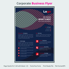 Corporate business flyer template with Red geometric shapes Premium Vector