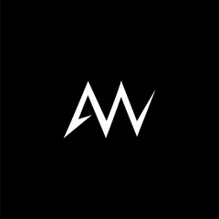 AW Letter logo isolated on dark background
