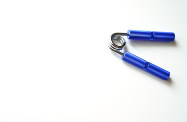 Expanders of different colors depending on the load with or without a hand. Sports and physical activity