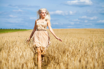 Portrait of a young beautiful blonde woman