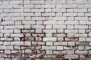 Background old brick wall painted white