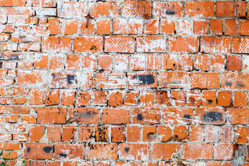 a fragment of a brick wall taken on a cloudy summer day