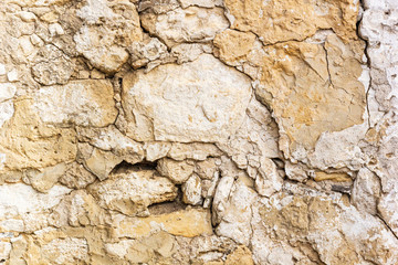 Antique damaged wall, byzantine ancient stonework, horizontal grunge background, the Black Sea coast of Bulgaria