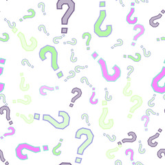 Quiz seamless pattern. Question marks, doubt, faq