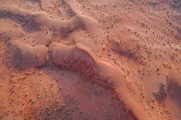 Drone view of Dry Desert in Dubai with Sand Ripples, High Dune Desert in United Arab Emirates 