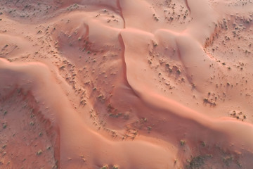 Drone view of Dry Desert in Dubai with Sand Ripples, High Dune Desert in United Arab Emirates 