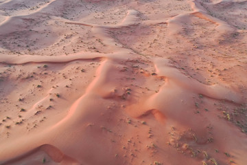 Drone view of Dry Desert in Dubai with Sand Ripples, High Dune Desert in United Arab Emirates 