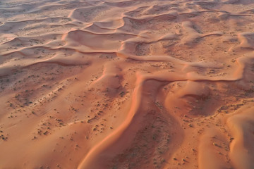 Drone view of Dry Desert in Dubai with Sand Ripples, High Dune Desert in United Arab Emirates 