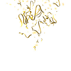 Holiday Serpentine. Gold Foil Streamers Ribbons.