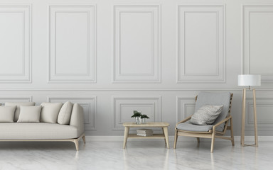 Relax space with background.decorate wall and sofa in living room. -3d rendering