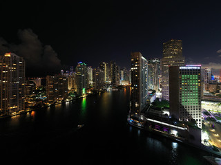 Fototapeta na wymiar Aerial drone photo mouth to the Miami River FL USA