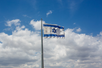 Flag of Israel blowing on Golan Heaights