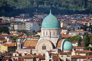 Fototapeta na wymiar View of Florence with the Synagogue in the center Florence Italy.