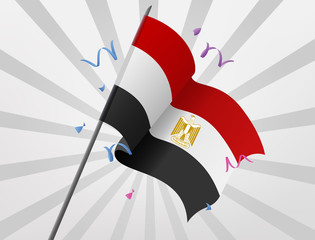 The celebratory flag of Egypt flies at height