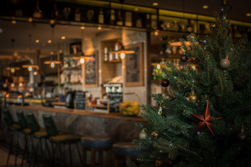 Rustic Restaurant hospitality christmas tree rustic burnt orange scandinavian decorations festive