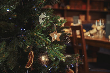 Rustic Restaurant hospitality christmas tree rustic burnt orange scandinavian decorations festive