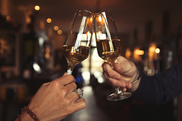 Prosecco champagne cheers two glasses friends toasting celebrate 