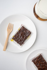 Chocolate Brownie with Fresh Milk