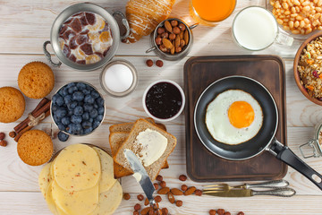 Healthy breakfast on an old background