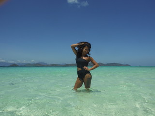 tanned woman beach paradise