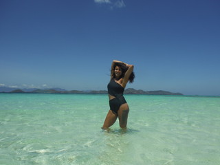 tanned woman beach paradise