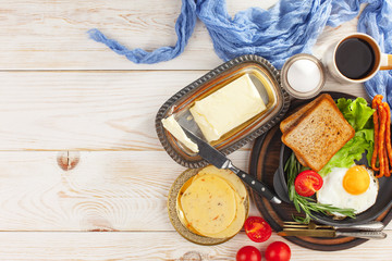 Healthy breakfast on an old background