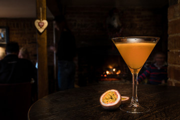 pornstar martini glass with passionfruit dark