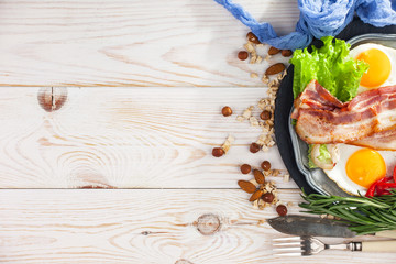 Healthy breakfast on an old background