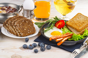 Healthy breakfast on an old background