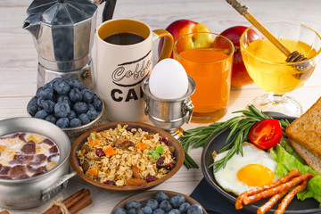 Healthy breakfast on an old background