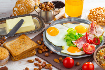 Healthy breakfast on an old background