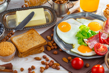 Healthy breakfast on an old background