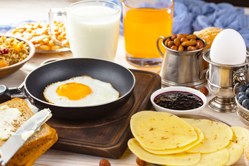 Healthy breakfast on an old background