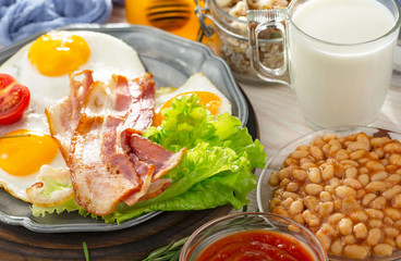 Healthy breakfast on an old background