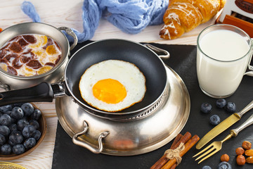 Healthy breakfast on an old background