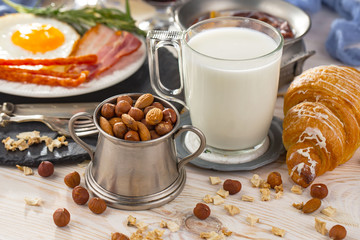 Healthy breakfast on an old background