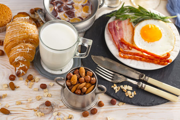 Healthy breakfast on an old background