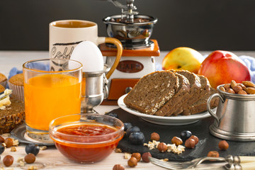 Healthy breakfast on an old background