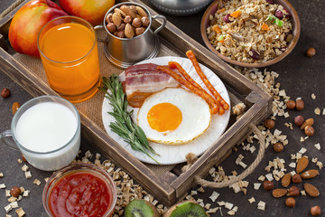 Healthy breakfast on an old background