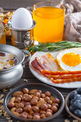 Healthy breakfast on an old background