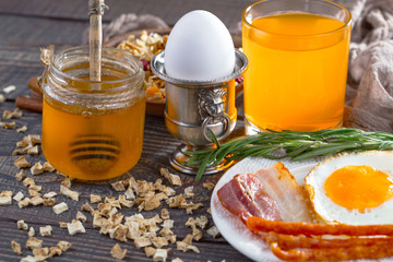 Healthy breakfast on an old background