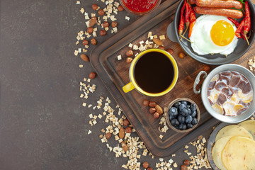 Healthy breakfast on an old background