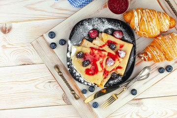Healthy breakfast on an old background