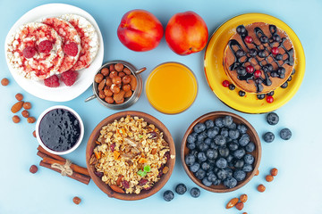 Healthy breakfast on an old background