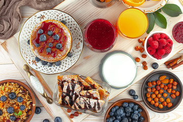 Healthy breakfast on an old background