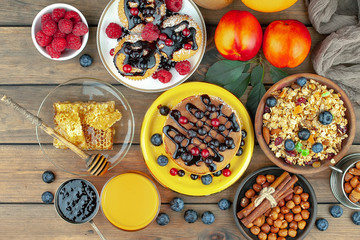 Healthy breakfast on an old background