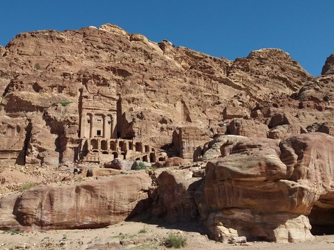 View of the Tombs in the City of Petra, Jordan