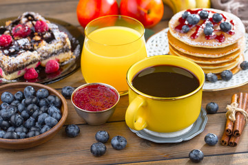 Healthy breakfast on an old background