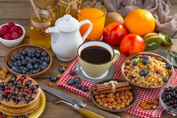 Healthy breakfast on an old background
